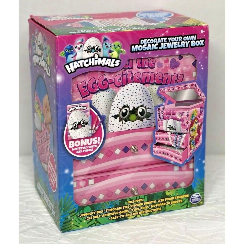 NEW Hatchimals Decorate Your Own Mosaic Jewelry Box with Notepad and Gel Pens